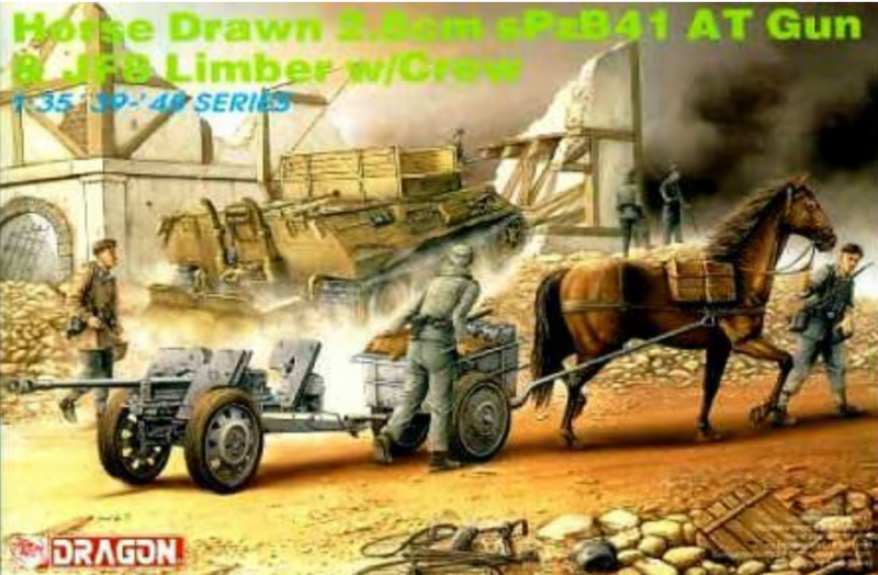 Dragon Models 6079 1/35 Horse Drawn 2.8cm SPzB41 AT Gun & JF8 Limber Model Kit
