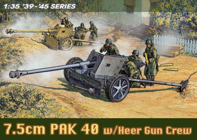 Dragon Models 6249 1/35 7.5cm Pak 40 w/Heer Gun Crew Model Kit