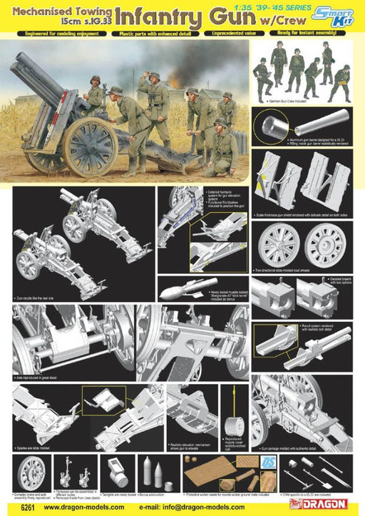 Dragon Models 6261 1/35 15cm s.IG.33 Infantry Gun with Crew Model Kit