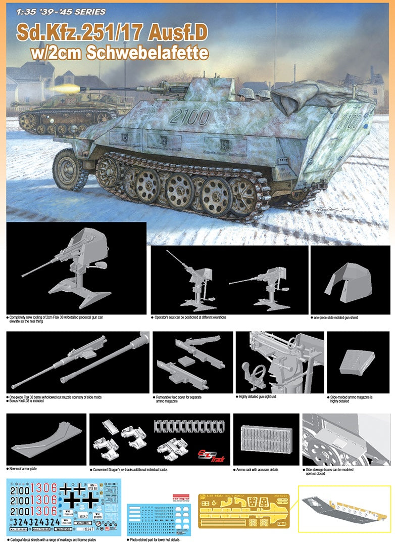 Dragon Models 6292 1/35 Sd.Kfz.251/17 Ausf.D w/2cm Schwebelafette Model Kit