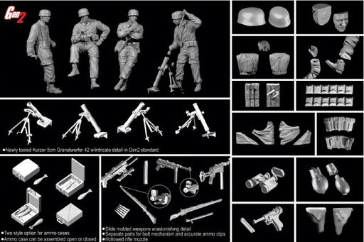 Dragon Models 6373 1/35 Fallschirmjager w/Kurzer 8cm Granatwerfer 42 Model Kit