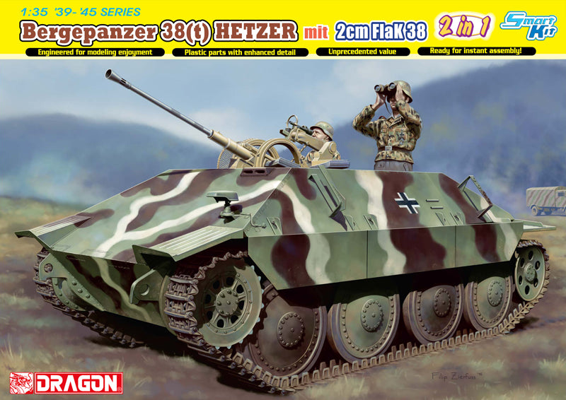 Dragon Models 6399 1/35 Bergepanzer 38(t) HETZER mit 2cm FlaK 38 - Smart Kit (2in1) Model Kit