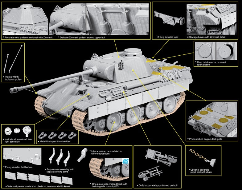 Dragon Models 6428 1/35 German Panther D Late Ver. with Zimmerit Model Tank Kit