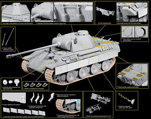Dragon Models 6428 1/35 German Panther D Late Ver. with Zimmerit Model Tank Kit