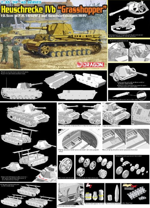 Dragon Models 6439 1/35 Heuschrecke IVb "Grasshopper" 10.5cm le.F.H.18/6(Sf.) Auf Geschuetzwagen III/IV Model Kit