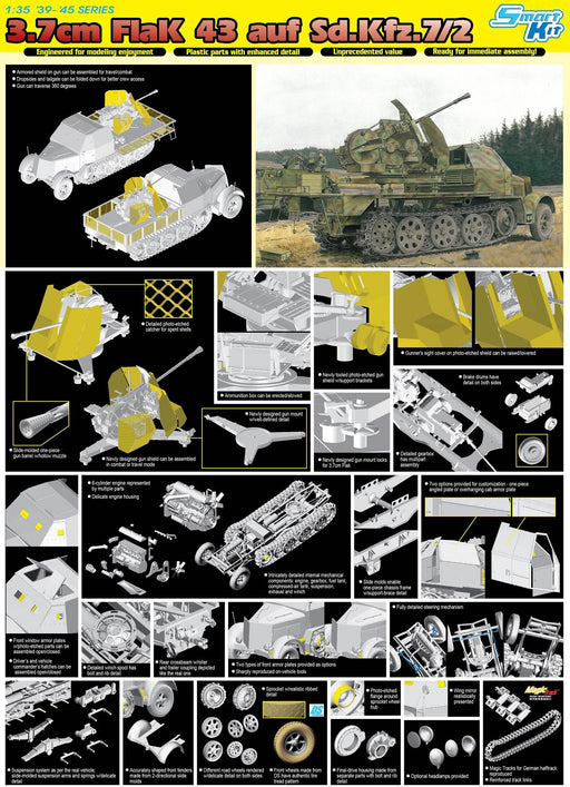 Dragon Models 6553 1/35 3.7cm FlaK 43 auf Sd.Kfz.7/2 Model Kit