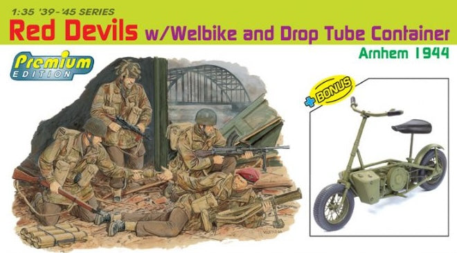 Dragon Models 6585 1/35 Red Devils w/Welbike and Drop Tube Container (Arnhem 1944) Model Kit