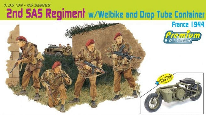 Dragon Models 6586 1/35 2nd SAS Regiment w/ Welbike and Drop Tube Container France 1944 Model Kit