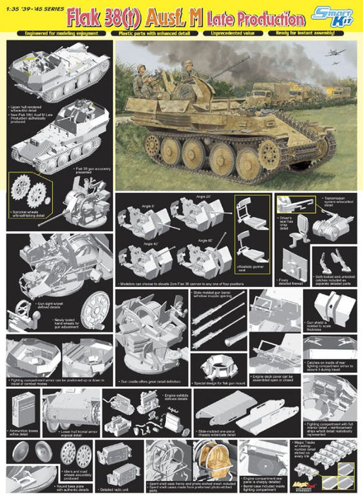 Dragon Models 6590 1/35 Flak 38(t) Ausf. M Late Production (SmartKit) Model Kit