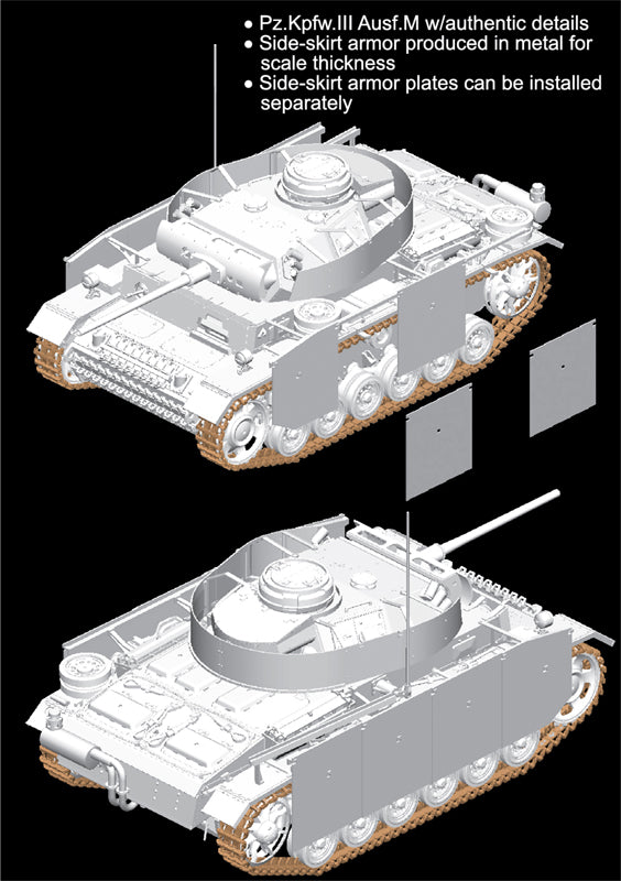 Dragon Models 6604 1/35 Pz.Kpfw.III Ausf.M w/Schürzen (SmartKit) Model Kit
