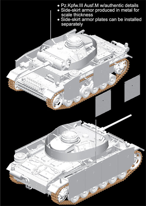 Dragon Models 6604 1/35 Pz.Kpfw.III Ausf.M w/Schürzen (SmartKit) Model Kit