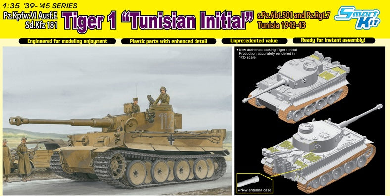 Dragon Models 6608 1/35 Tiger I Tunisian Initial Production (SmartKit) Model Kit
