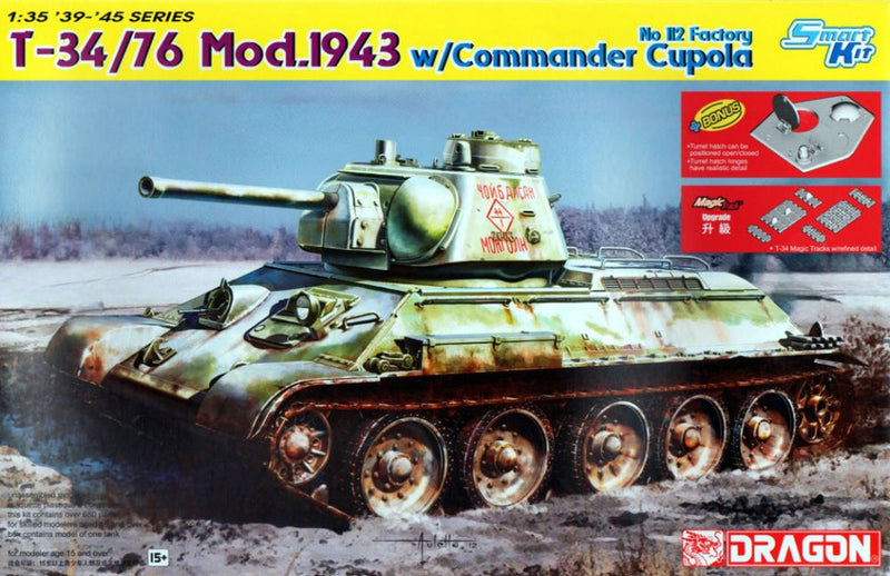 Dragon Models 6621 1/35 T-34/76 Mod.1943 w/Commander Cupola (SmartKit) Model Kit