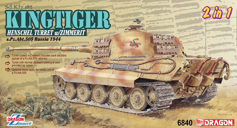 Dragon Models 6840 1/35 German Kingtiger (Henschel Turret s.Pz.Abt.505 Russia 1944) Model Tank Kit