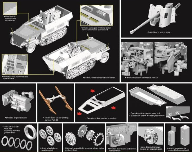 Dragon Models 6884 1/35 SdKfz 250 NEU Halftrack with 5cm Pak Half-Track Model Kit
