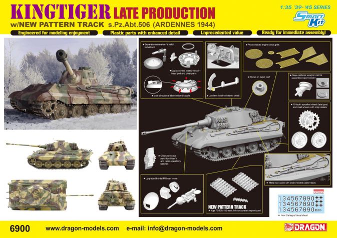 Dragon Models 6900 1/35 German Kingtiger (s.Pz.Abt.506 Ardennes 1944) Model Tank Kit