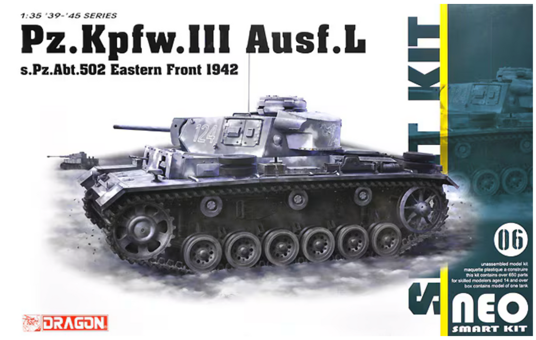 Dragon Models 6957 1/35 Pz.Kpfw.III Ausf.L s.Pz.Abt.502 Model Tank Kit