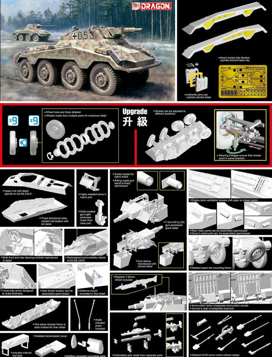 Dragon Models 6964 1/35 SdKfz 234/3 Armored Vehicle with 7.5 KwK Model Kit