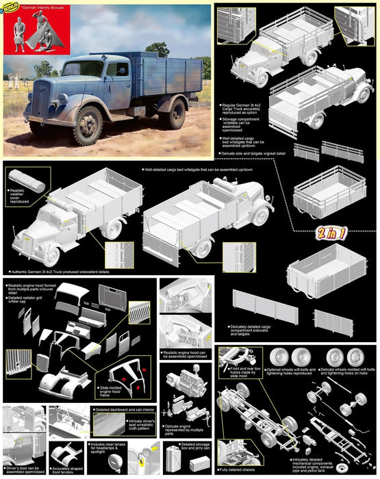 Dragon Models 6974 1/35 German 3t 4x2 Cargo Truck 2n1 Model Kit