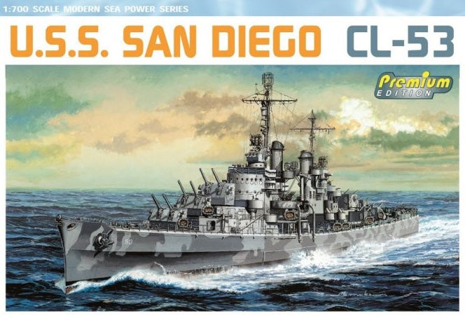 Dragon Models 7052 1/700 USS San Diego CL53 Atlanta Class Light Cruiser Premium Edition Model Ship Kit