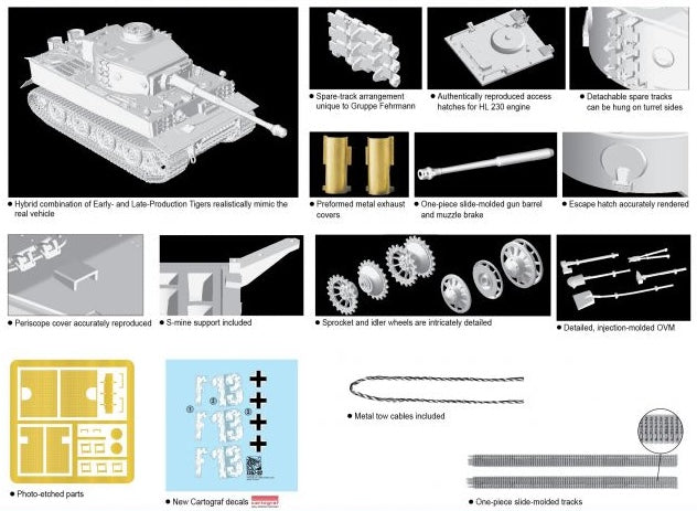 Dragon Models 7368 1/72 Pz.Kpfw.VI Ausf.E Sd.Kfz.181 Tiger I Gruppe Fehrmann Model Tank Kit