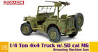 Dragon Models 75052 1/6 Scale 1/4 Ton 4x4 Truck with .50 CAL Browning Machine Gun Model Kit