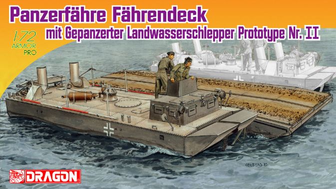 Dragon Models 7509 1/72 Panzerfähre Fährendeck mit gepanzertem Landwasserschlepper Prototype Nr.II Model Kit