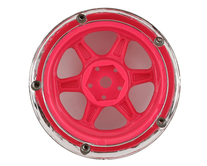 DS Racing DE-224 Pink and Chrome Element 6 Spoke Drift Wheel 2 Pack
