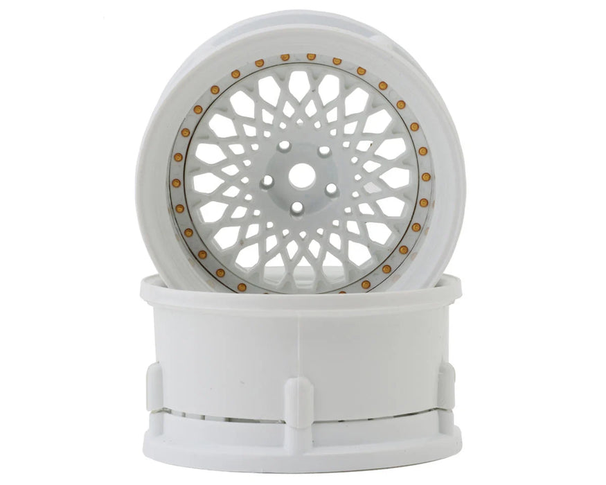 DS Racing DE-304 Triple White with Gold Rivets Drift Wheel 2 Pack