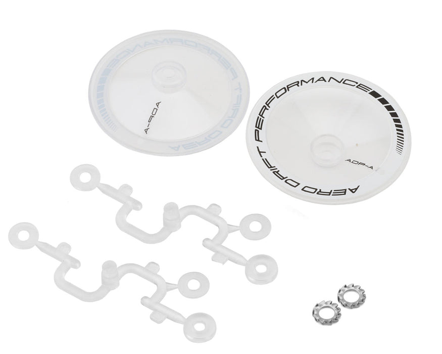 DS Racing DS-ADP-ATW-BF Clear/White Sloped Aero Drift Wheel Covers (2 Pack)