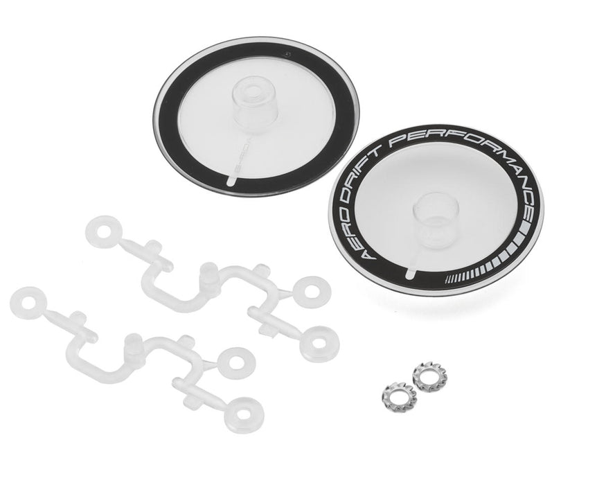 DS Racing DS-ADP-BTB-WF Clear/Black Flat Aero Drift Wheel Covers for Drift Element Wheels (2 Pack)