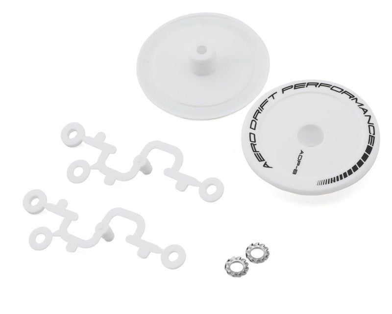 DS Racing DS-ADP-BW-BF White Flat Aero Drift Wheel Covers (2 Pack)