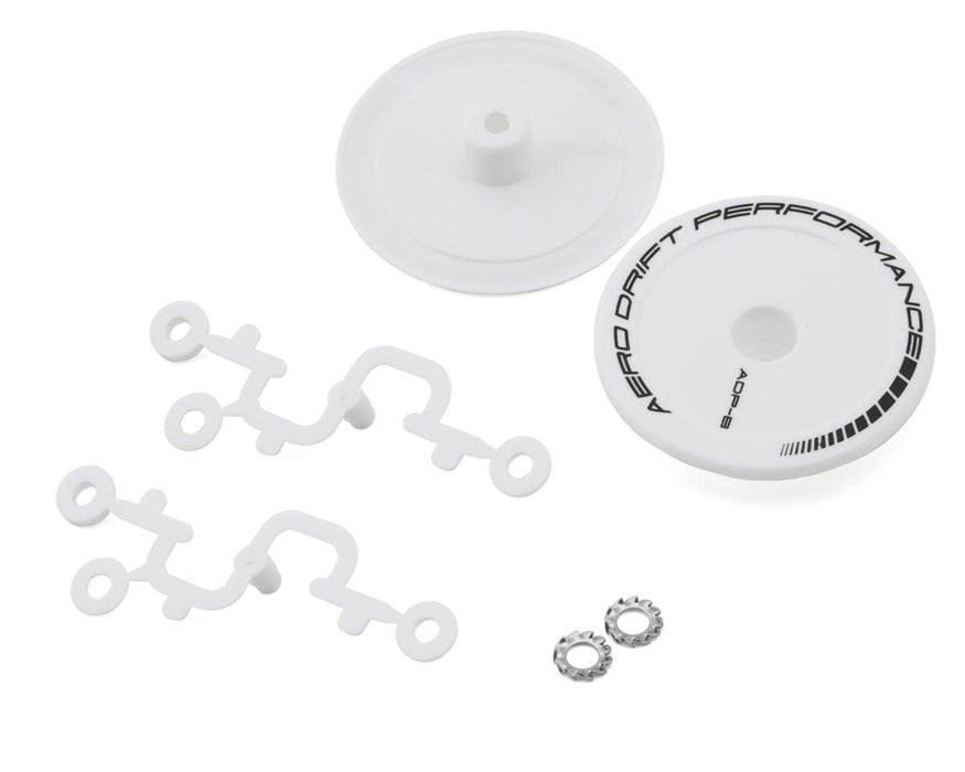 DS Racing DS-ADP-BW-BF White Flat Aero Drift Wheel Covers (2 Pack)