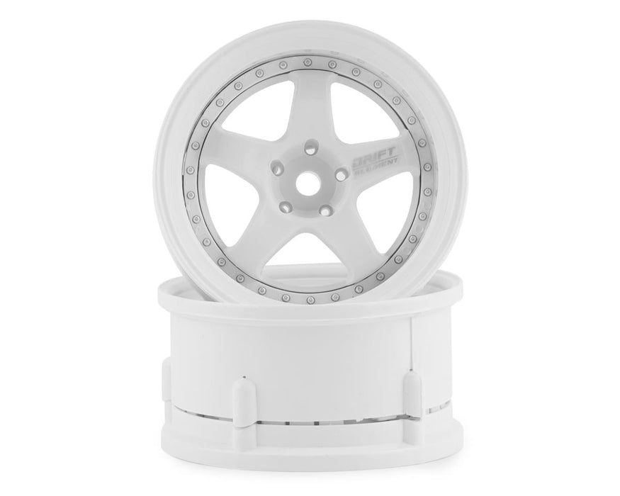 DS Racing DS-DE-003 Triple White with Silver Rivets Drift Element 5 Spoke Drift Wheels (2 Pack)
