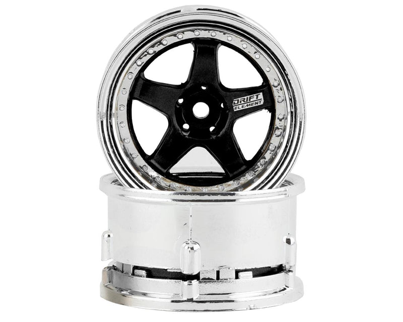 DS Racing DE-012 Black & Chrome Drift Element 5 Spoke Drift Wheels (2 Pack)