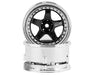 DS Racing DS-DE-014 Black & Chrome with Black Rivets Drift Element 5 Spoke Drift Wheels (2 Pack)
