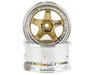DS Racing DE-017 Gold & Chrome Drift Element 5 Spoke Drift Wheels (2 Pack)