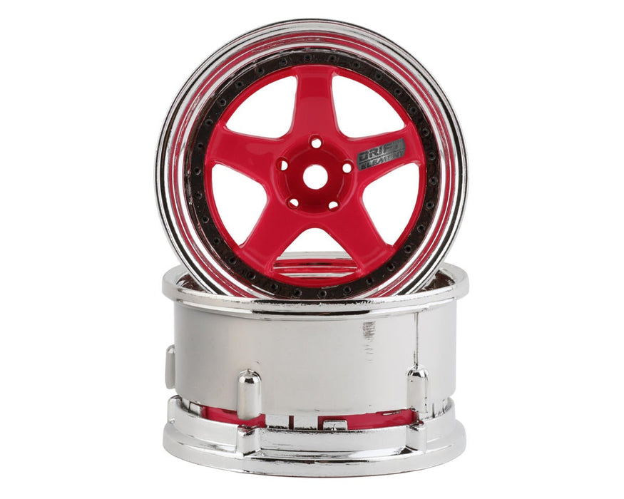 DS Racing DS-DE-024 Pink Face/Chrome Lip/Black Rivets Drift Element 5 Spoke Drift Wheels (2 Pack)