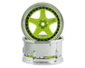 DS Racing DS-DE-025 Green Face/Chrome Lip/Chrome Rivet Drift Element 5 Spoke Drift Wheel (2 Pack)
