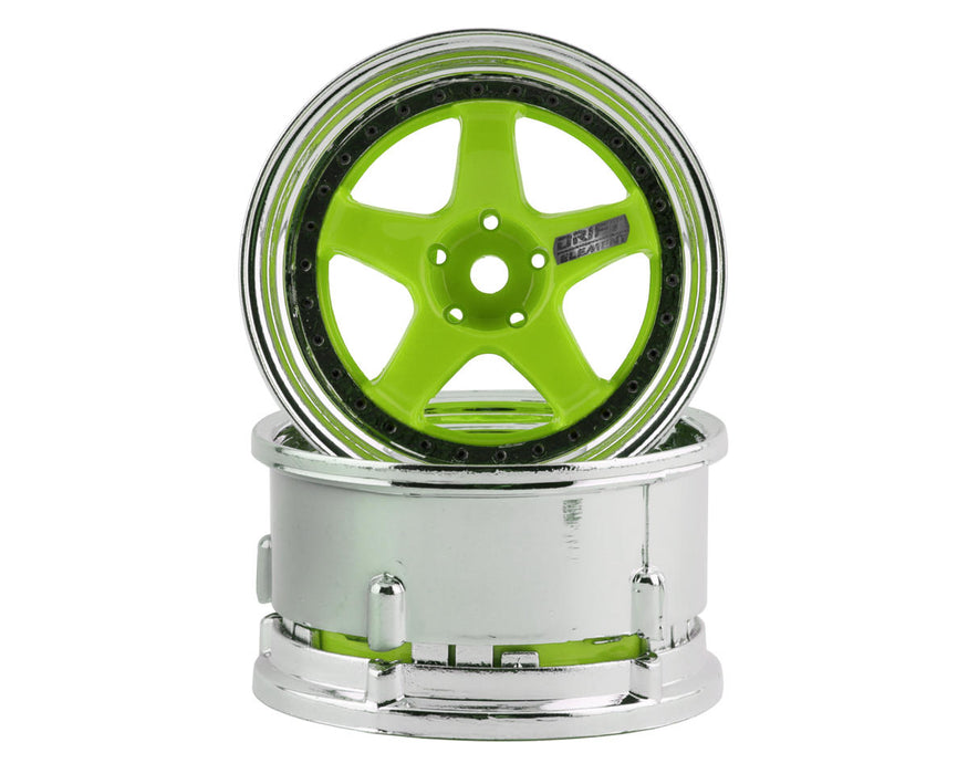 DS Racing DS-DE-026 Green Face/Chrome Lip/Black Rivet Drift Element 5 Spoke Drift Wheels (2 Pack)