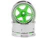 DS Racing DS-DE-027 Fluorescent Green/Chrome Lip & Rivets Drift Element 5 Spoke Drift Wheels (2 Pack)