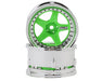 DS Racing DS-DE-028 Fluorescent Green/Chrome Lip/Black Rivet Drift Element 5 Spoke Drift Wheels (2 Pack)