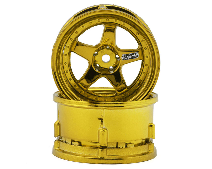 DS Racing DS-DE-031 Gold Chrome Drift Element 5 Spoke Drift Wheels (2 Pack)