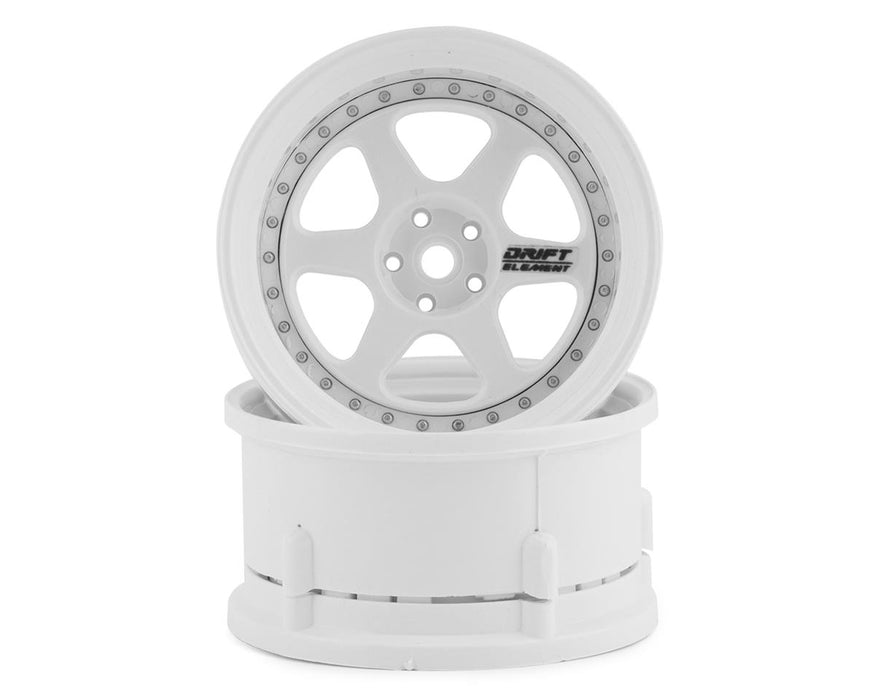 DS Racing DE-201 Triple White Drift Element 6 Spoke Drift Wheels (2 Pack)