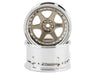 DS Racing DE-216 Gold & Chrome with Gold Rivets Drift Element 6 Spoke Drift Wheels (2 Pack)