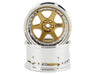 DS Racing DE-217 Gold & Chrome Drift Element 6 Spoke Drift Wheels (2 Pack)