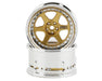 DS Racing DS-DE-218 Gold & Chrome with Gold Rivets Drift Element 6 Spoke Drift Wheels (2 Pack)