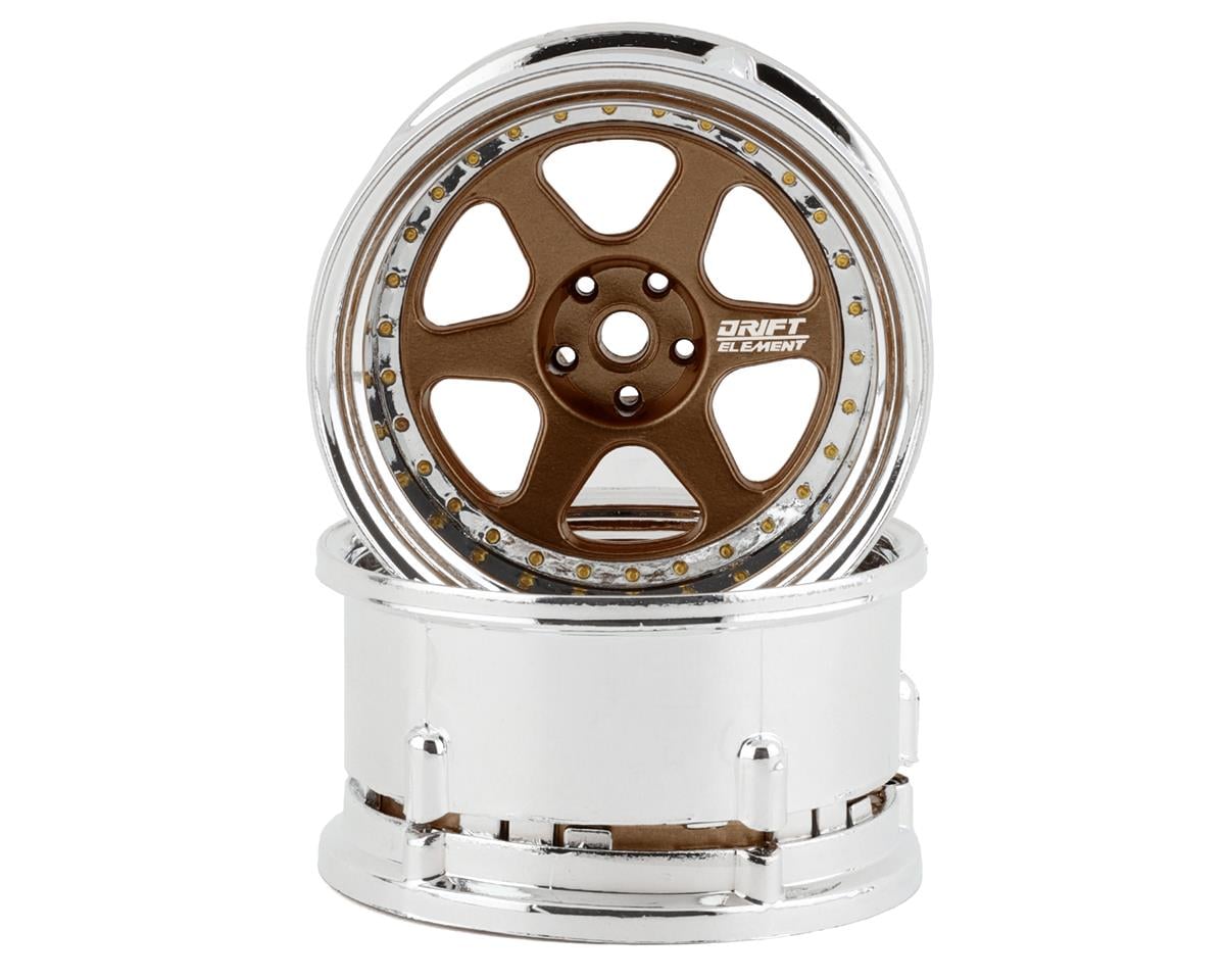 DS Racing DE-222 Bronze & Chrome with Gold Rivets Drift Element 6 Spok ...