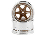DS Racing DE-222 Bronze & Chrome with Gold Rivets Drift Element 6 Spoke Drift Wheels (2 Pack)