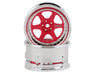 DS Racing DS-DE-223 Pink Face/Chrome Lip/Chrome Rivets Drift Element 6 Spoke Drift Wheel (2 Pack)